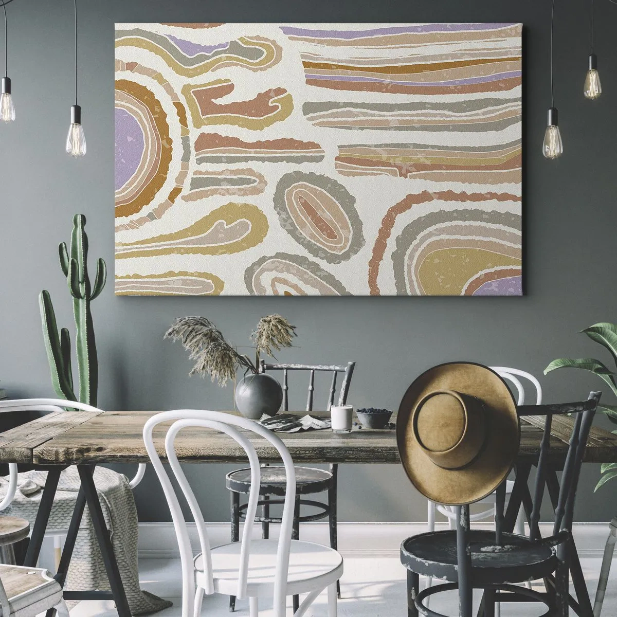 Obraz na plátně - Barevné průřezy abstraktních tvarů - 70x50cm - Barevné průřezy - Moderní nástěnná dekorace do obývacího pokoje a ložnice ARTTOR