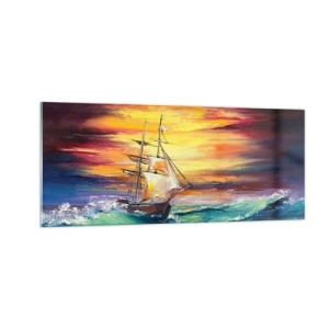 Obraz na skle - Statečně proti vlnám - 100x40 cm