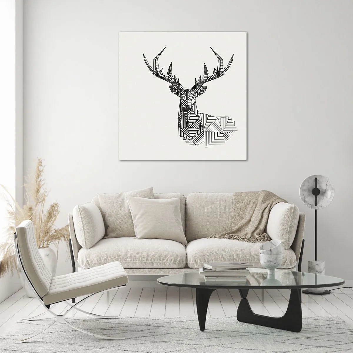 Obraz na skle - Jelen v kubistickém stylu - 60x60 cm