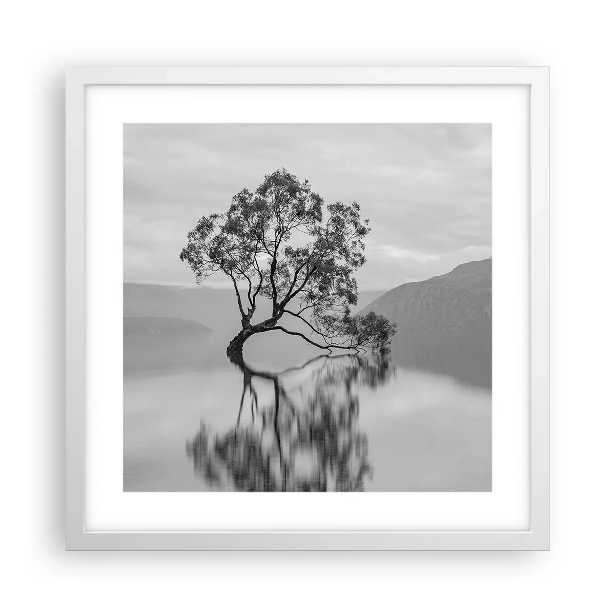 Plakát v bílém rámu - Existuje taková země - 40x40 cm