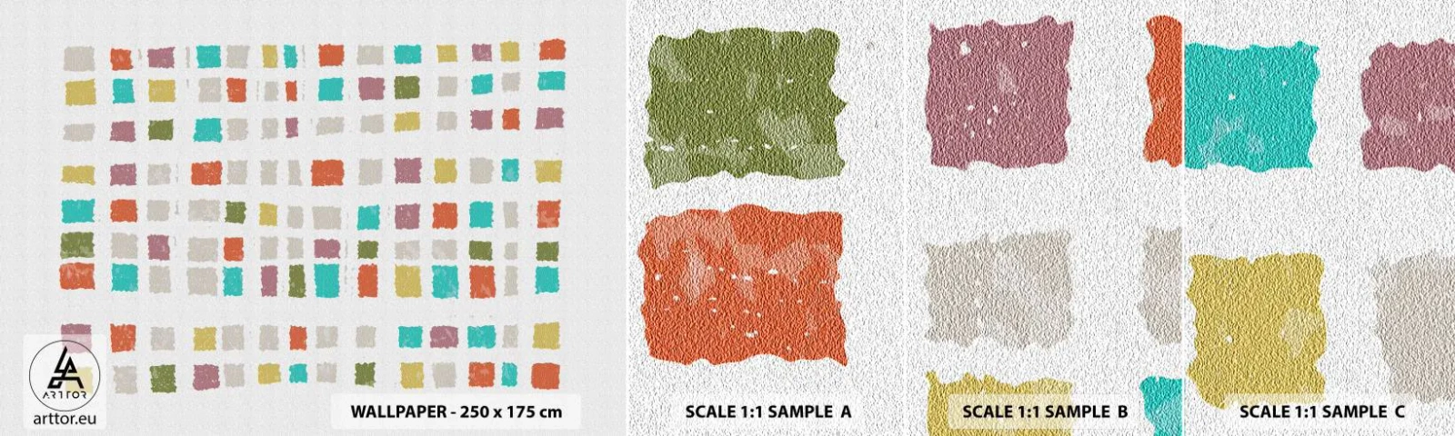 Fototapeta Vzorek Standard Eco - Neznámá hra - Pastel, Čtverce, Minimalismus - 100x30 cm