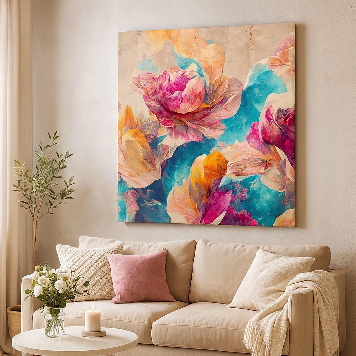 Obraz na plátně - Barevné bohatství kytice - 30x30 cm