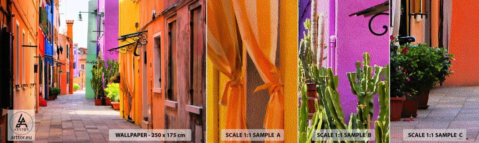 Vzor Fototapety Premium Sand - Duhová ulička - Město, Benátky, Architektura - 100x30 cm