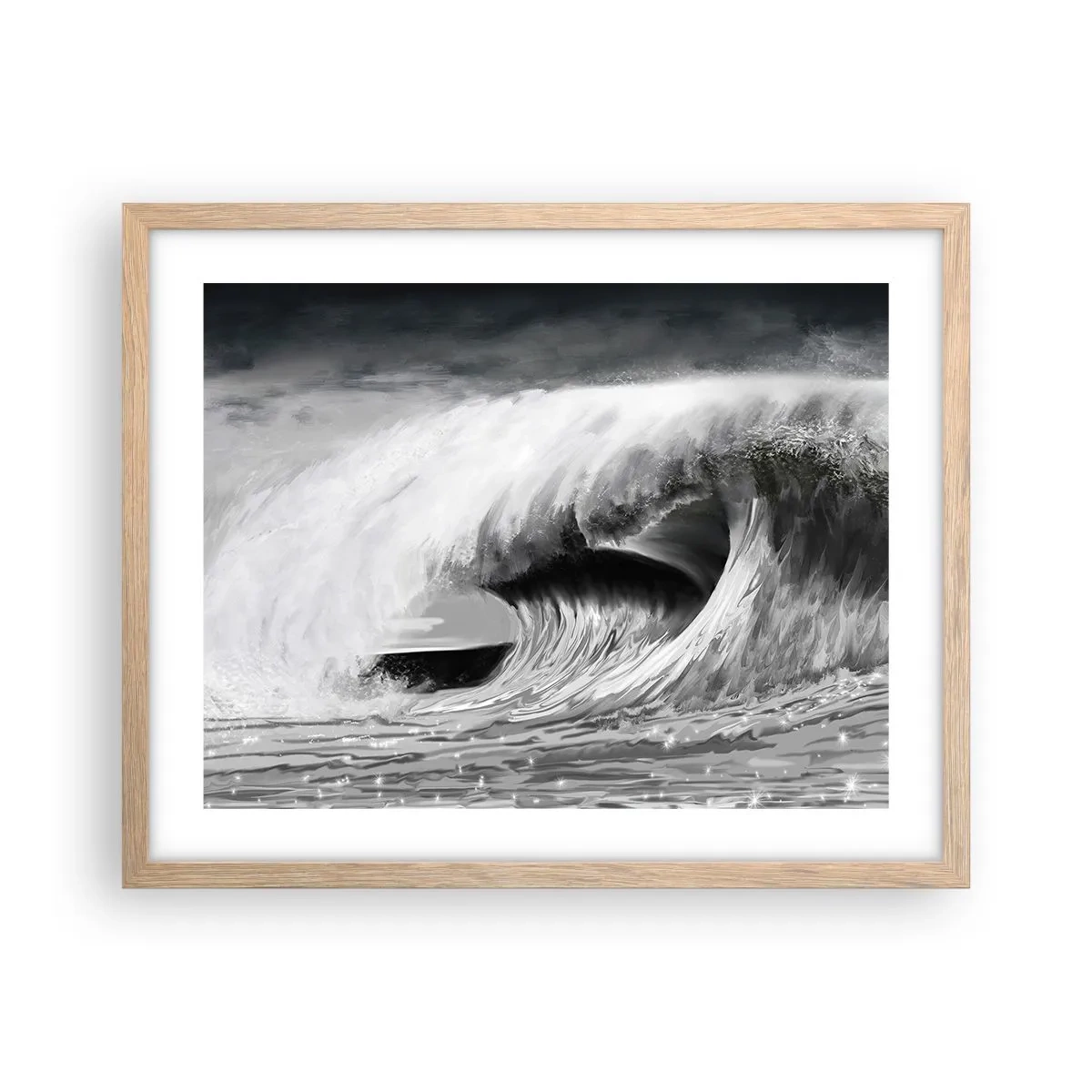 Plakát v rámu světlý dub - Hněv oceánu - 50x40 cm