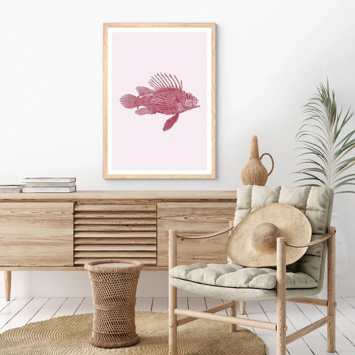Plakát v rámu světlý dub - Obyvatelka exotických vod - 50x70 cm