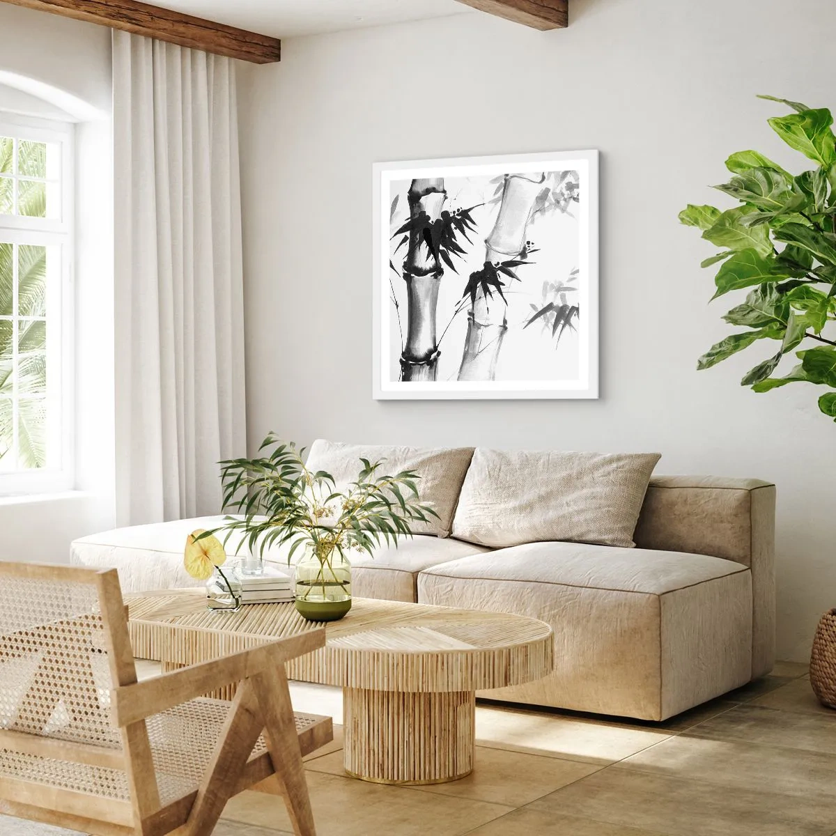 Plakát v bílém rámu - Blízký záběr na orient - 60x60 cm