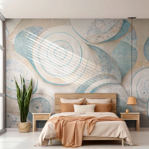 Fototapeta Standard Eco - Abstraktní mušle v pastelových odstínech modré a béžové - 100x70cm - Co skrývá mušle? - Moderní nástěnná dekorace do obývacího pokoje a ložnice ARTTOR