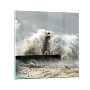Obraz na skle - Hněv oceánu - 30x30 cm