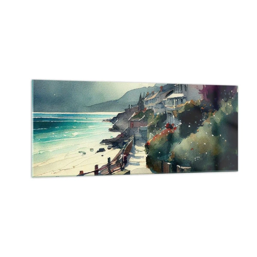 Obraz na skle - Středomořské městečko - 100x40 cm