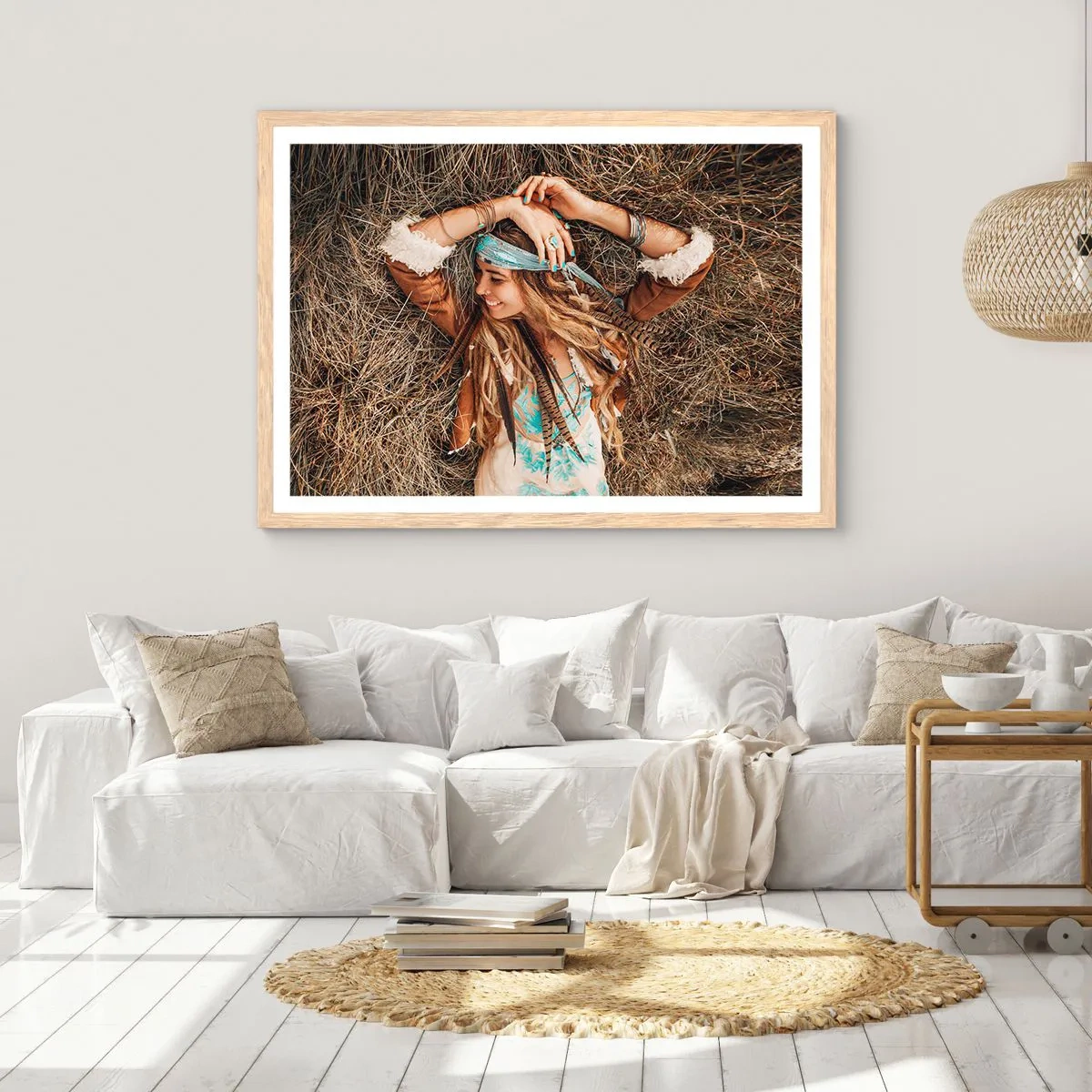 Plakát v rámu světlý dub - Na cestě do léta lásky - 50x40 cm