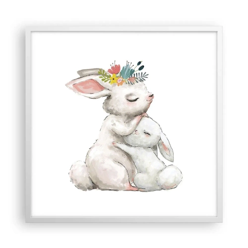 Plakát v bílém rámu - Nejlepší je u mámy - 60x60 cm