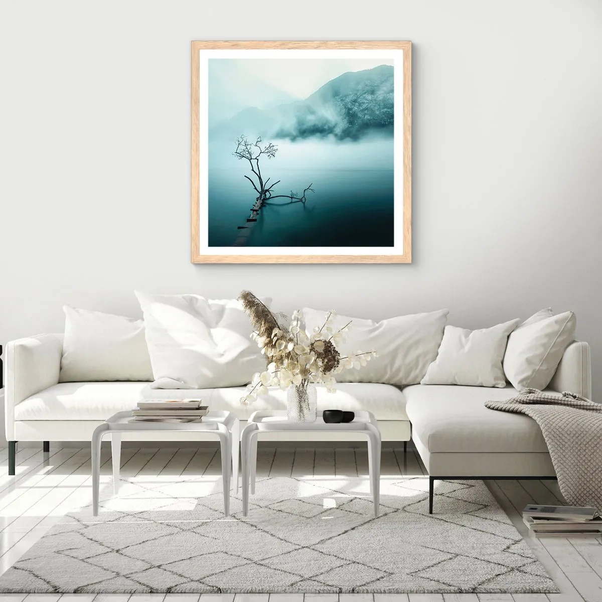 Plakát v rámu světlý dub - Z vody a mlhy - 60x60 cm