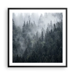 Plakát v černém rámu - Lesní svítání - 60x60 cm