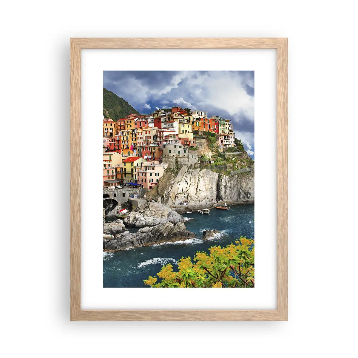 Plakát v rámu světlý dub - Hromádka přitulená ke skalám - 30x40 cm