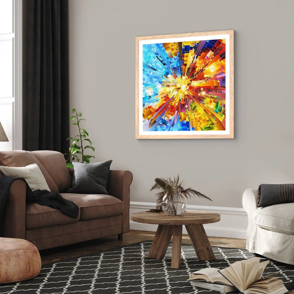 Plakát v rámu světlý dub - In medias res - 40x40 cm