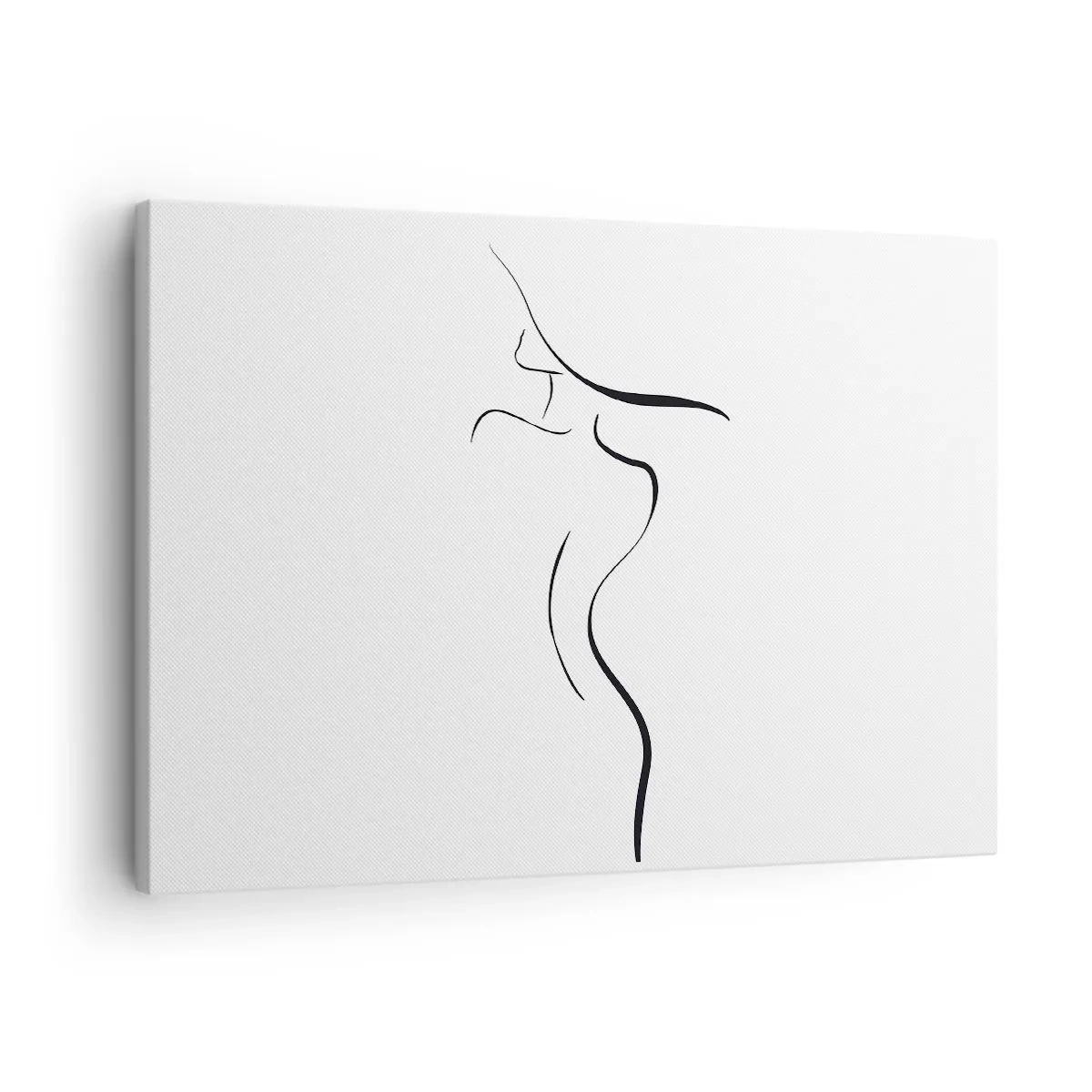 Obraz na plátně - Minimalistický obrys ženské siluety na bílém pozadí - 70x50cm - Nepolapitelná jako vlna - Moderní nástěnná dekorace do obývacího pokoje a ložnice ARTTOR