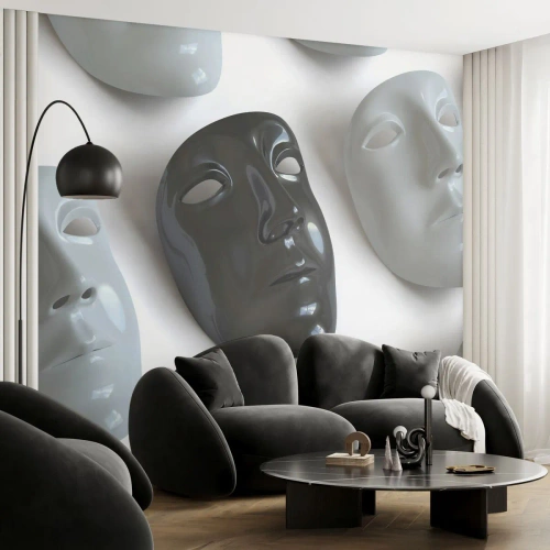 Fototapeta Samolepicí Deluxe Sticker - Jak se odlišit? - Kus, Benátská maska, Černý a bílý - 100x70 cm