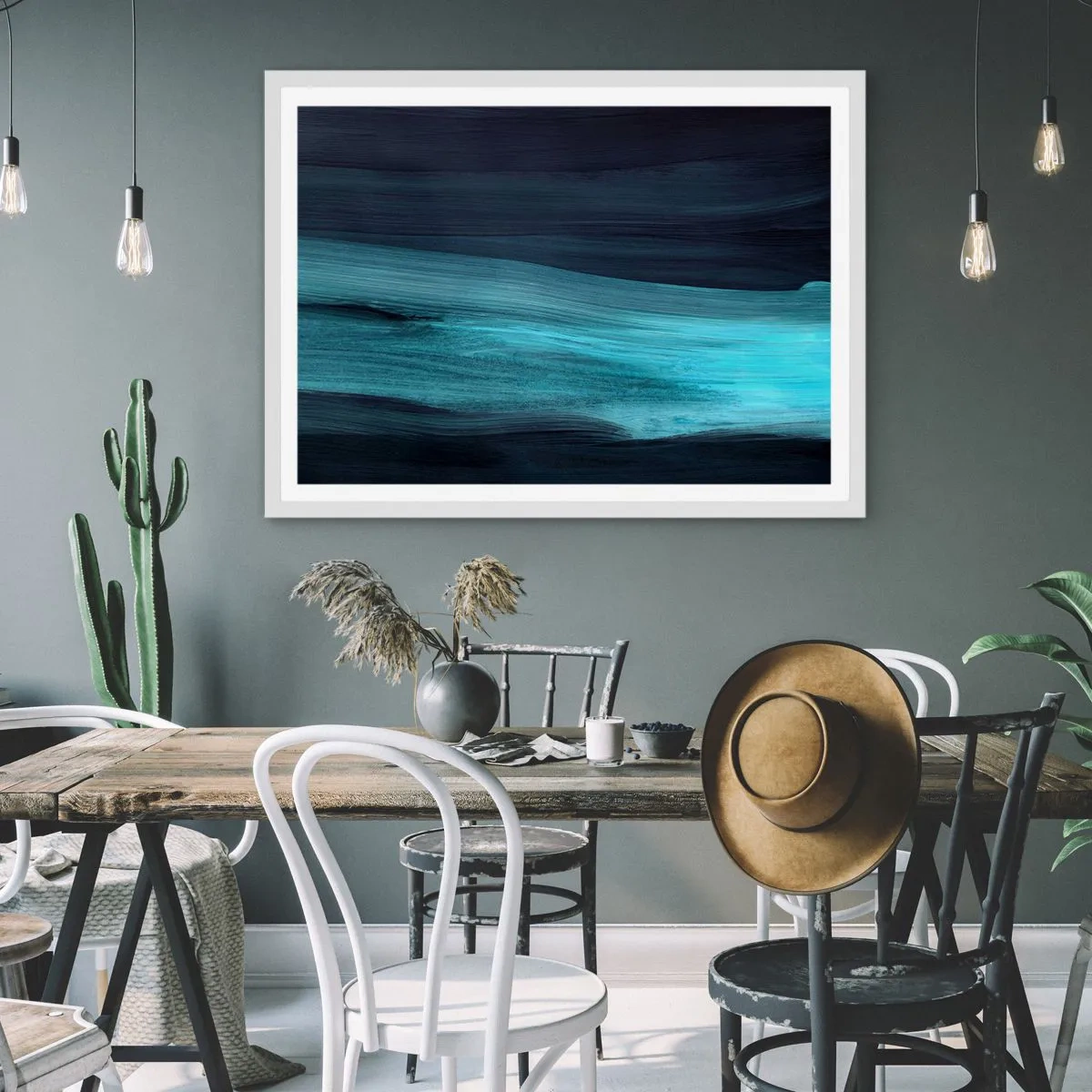 Plakát v bílém rámu - Pluj s proudem - 100x70 cm