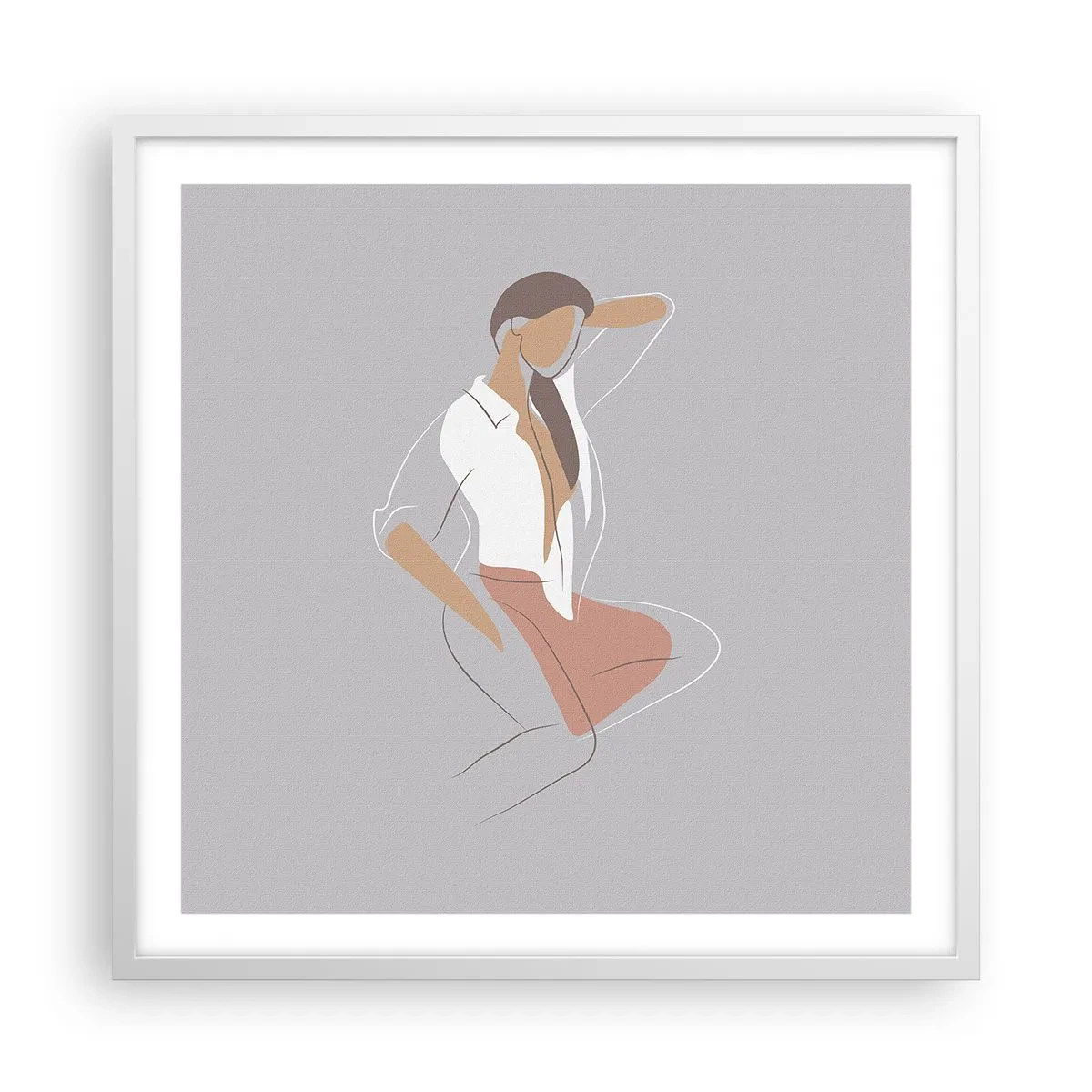 Plakát v bílém rámu - Obrys půvabu - 60x60 cm