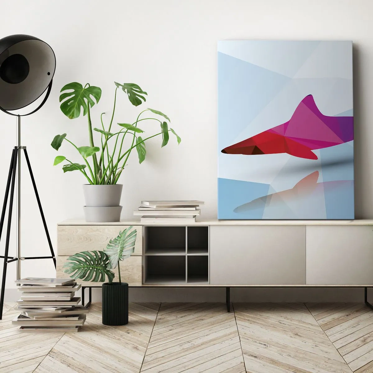 Obraz na plátně - Žralok v krystalickém prostoru - 50x70 cm