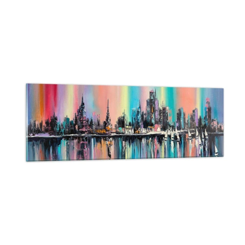 Obraz na skle - Noční proud světla - 90x30 cm