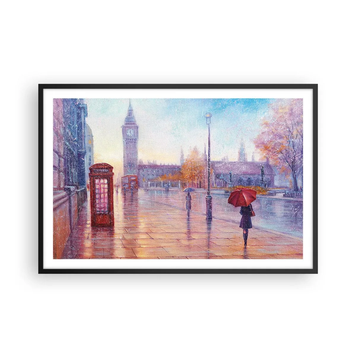 Plakát v černém rámu - Londýnský podzimní den - 91x61 cm