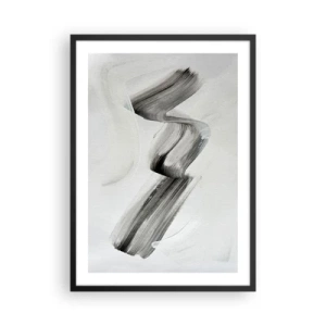Plakát v černém rámu - Minimalistický černobílý štětec - 50x70cm - Jen tak pro radost - Moderní nástěnná dekorace do obývacího pokoje a ložnice ARTTOR