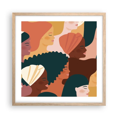 Plakát v rámu světlý dub - Pouze ženskost - 50x50 cm