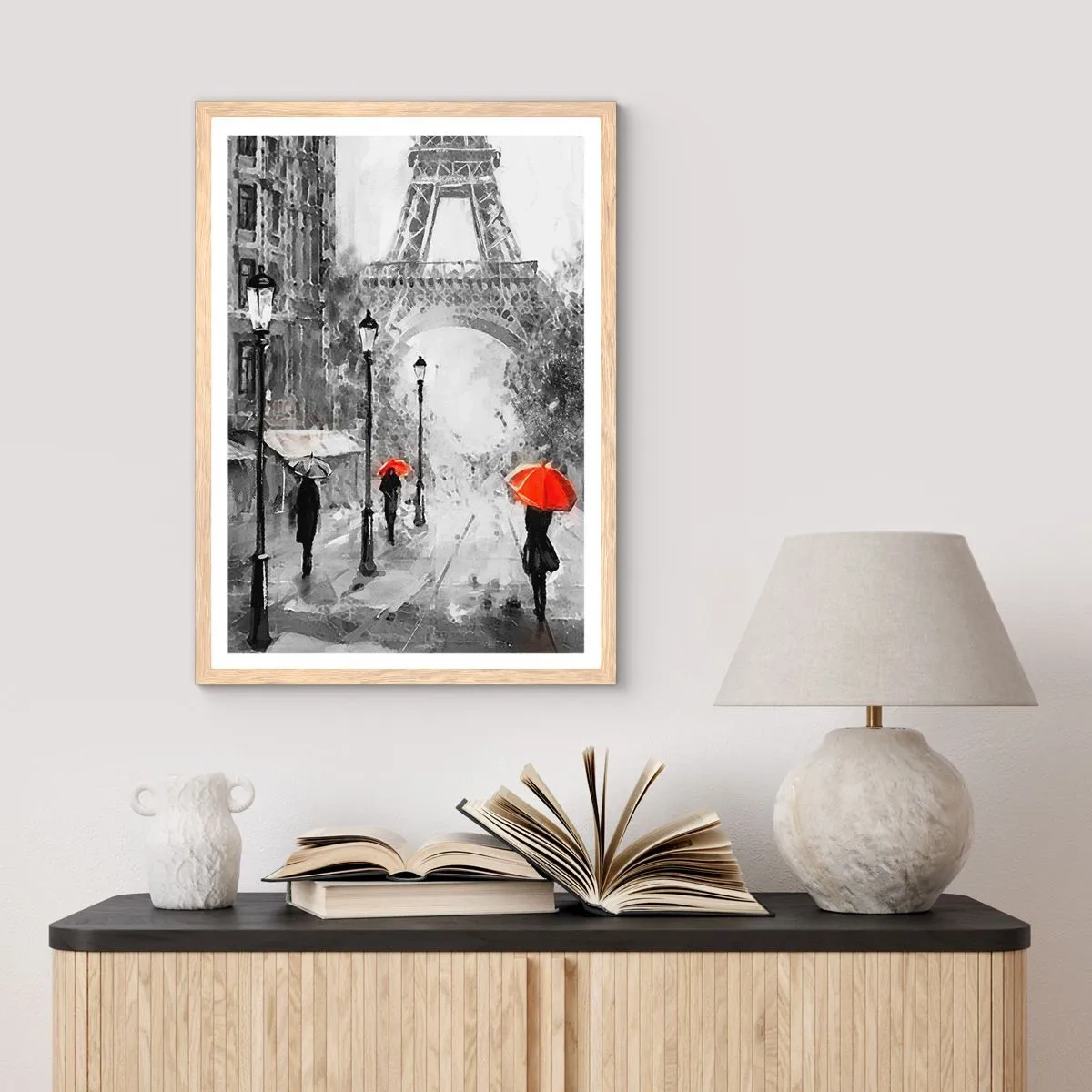 Plakát v rámu světlý dub - Všechny cesty vedou k ní - 30x40 cm