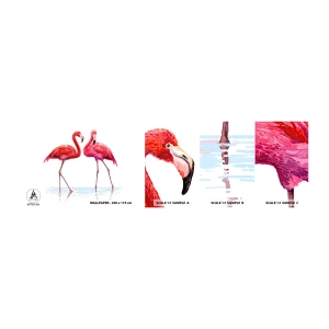 Vzor Fototapety Samolepicí Deluxe Sticker - Růžové rendez-vous - Plameňáci, Ptactvo, Kus - 100x30 cm