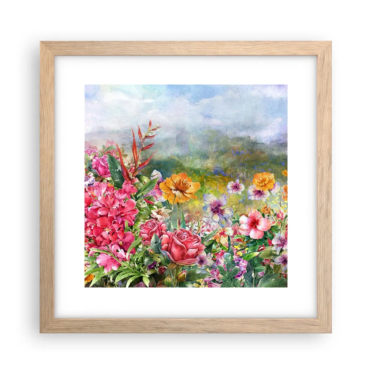 Plakát v rámu světlý dub - Zahrada, která se zbláznila - 30x30 cm