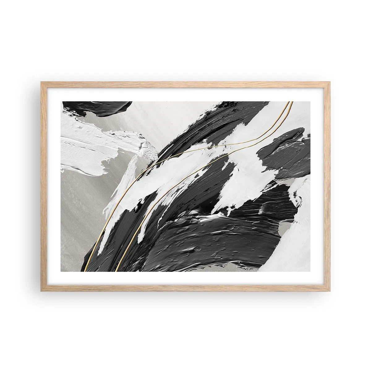 Plakát v rámu světlý dub - Velkorysá abstrakce - 70x50 cm