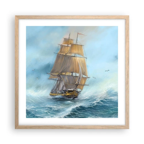 Plakát v rámu světlý dub - Běžící po vlnách - 50x50 cm