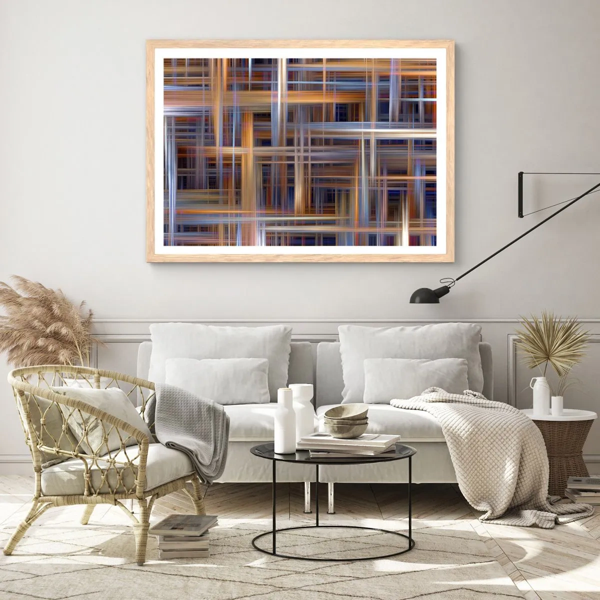 Plakát v rámu světlý dub - Utkané ze světla - 91x61 cm