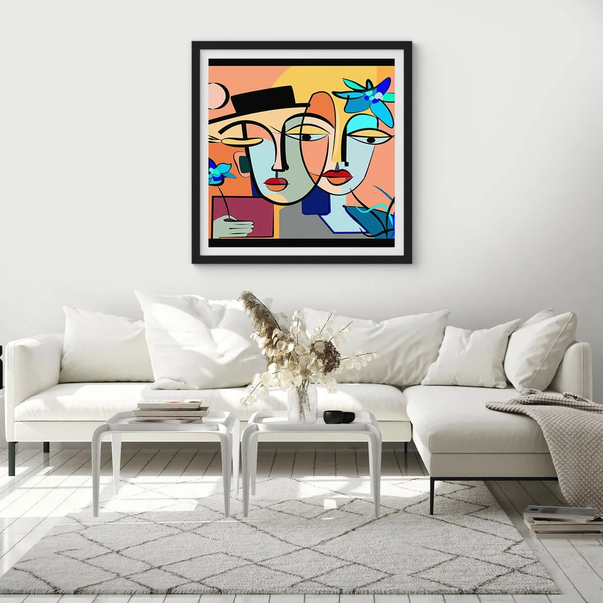 Plakát v černém rámu - Picassovo randez vous - 30x30 cm