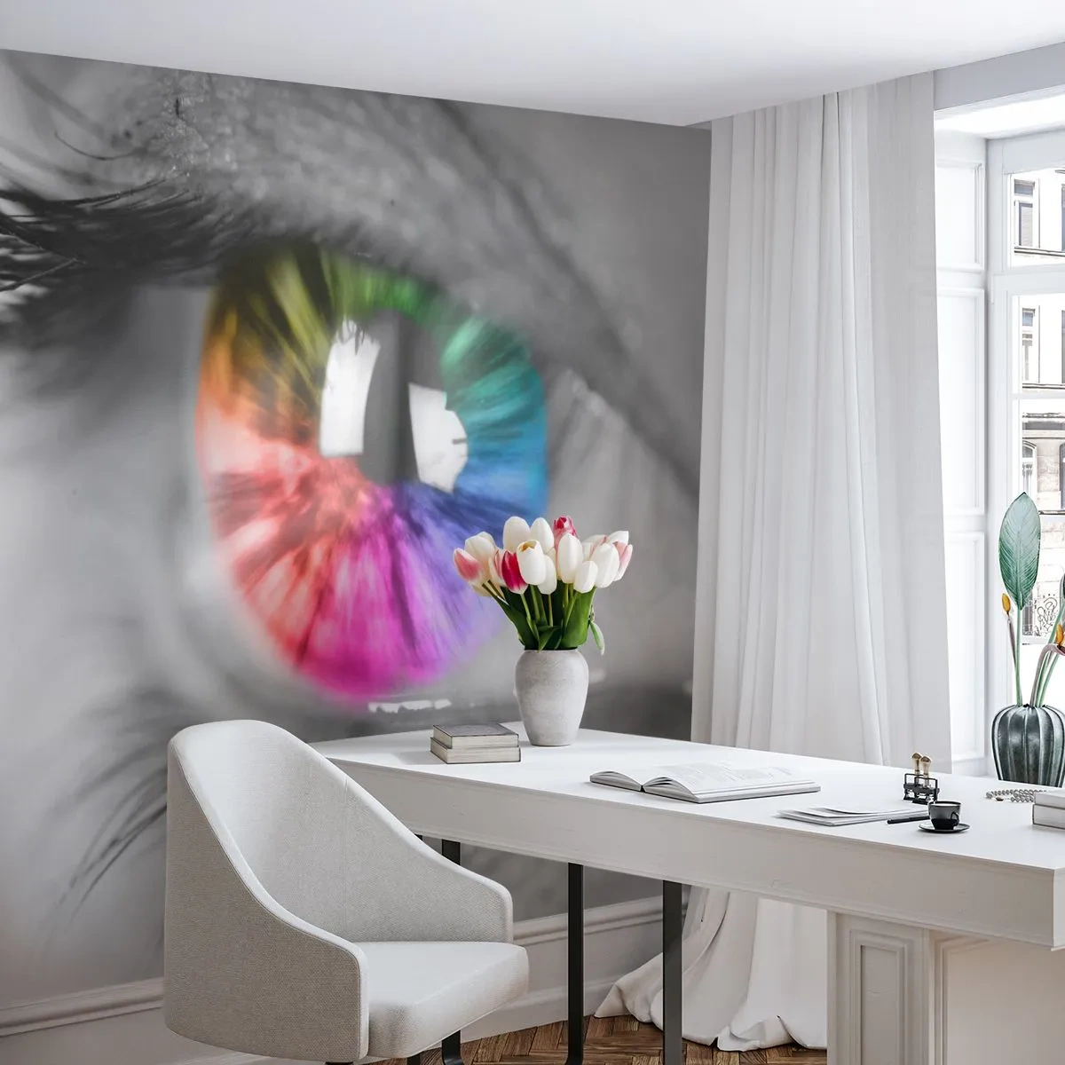 Fototapeta Premium Canvas - Dívat se na svět barevně - Abstrakce, Barevné oko, 3D - 250x175 cm