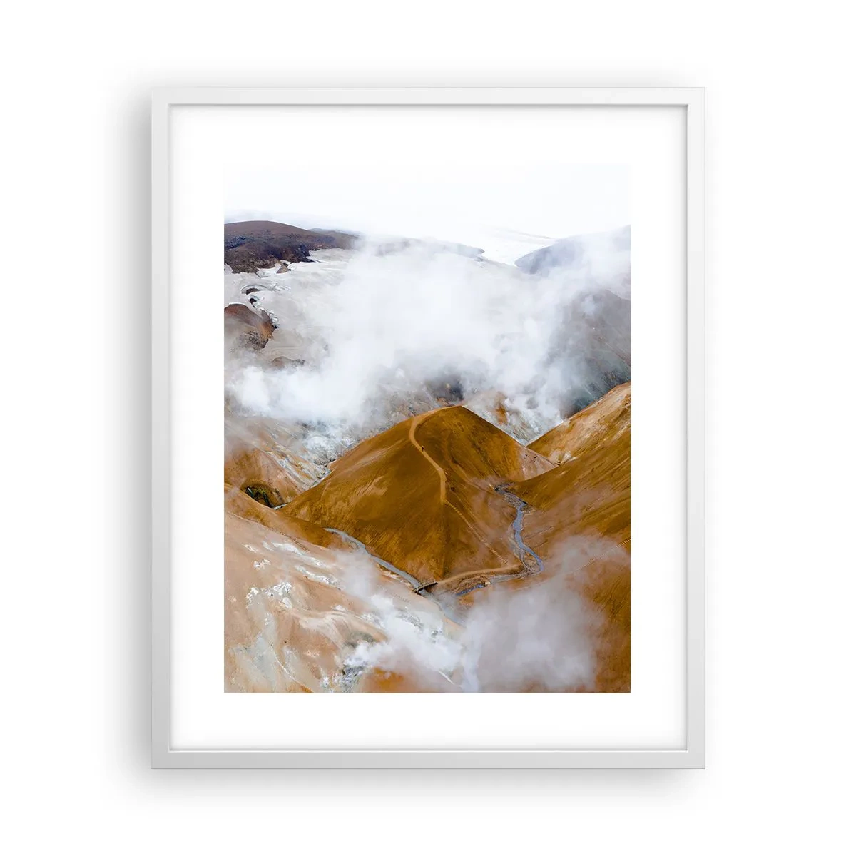 Plakát v bílém rámu - Drsná krása Islandu - 40x50 cm