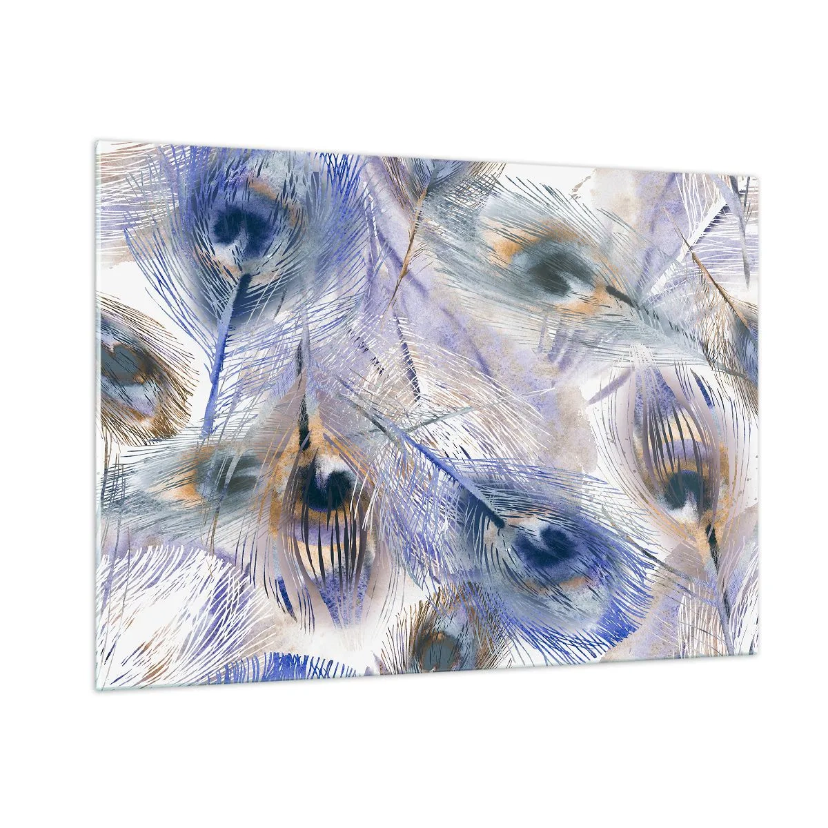 Obraz na skle - Kompozice pavího oka - 100x70 cm