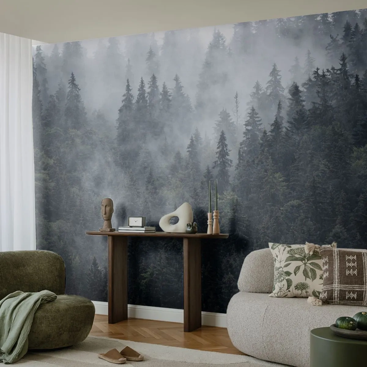 Fototapeta Premium Sand - Lesní svítání - Krajina, Les, Příroda - 100x70 cm