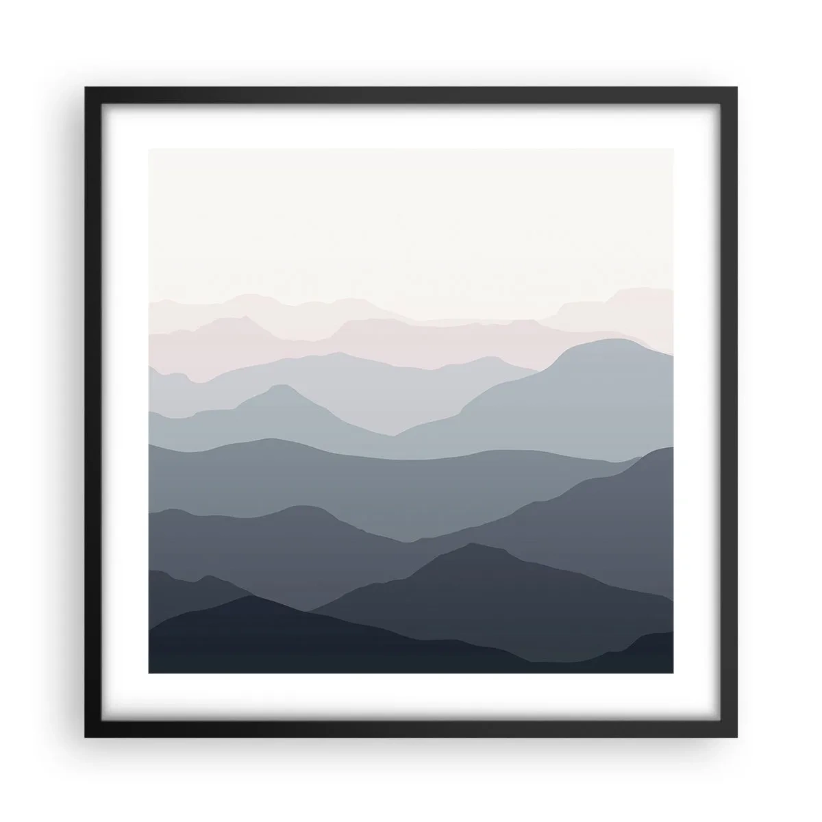 Plakát v černém rámu - Vlny hor - 50x50 cm