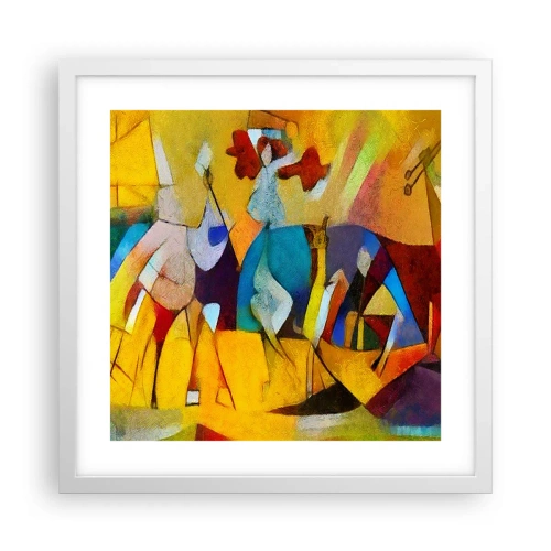 Plakát v bílém rámu - Slunce - život - radost - 40x40 cm