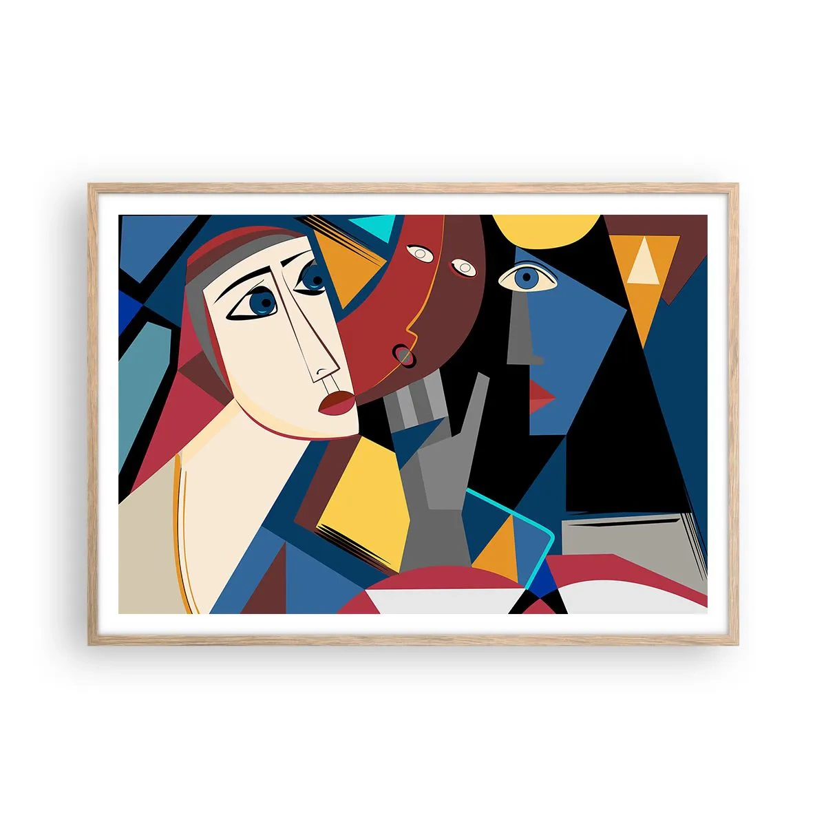 Plakát v rámu světlý dub - Konverzace kubistů - 100x70 cm