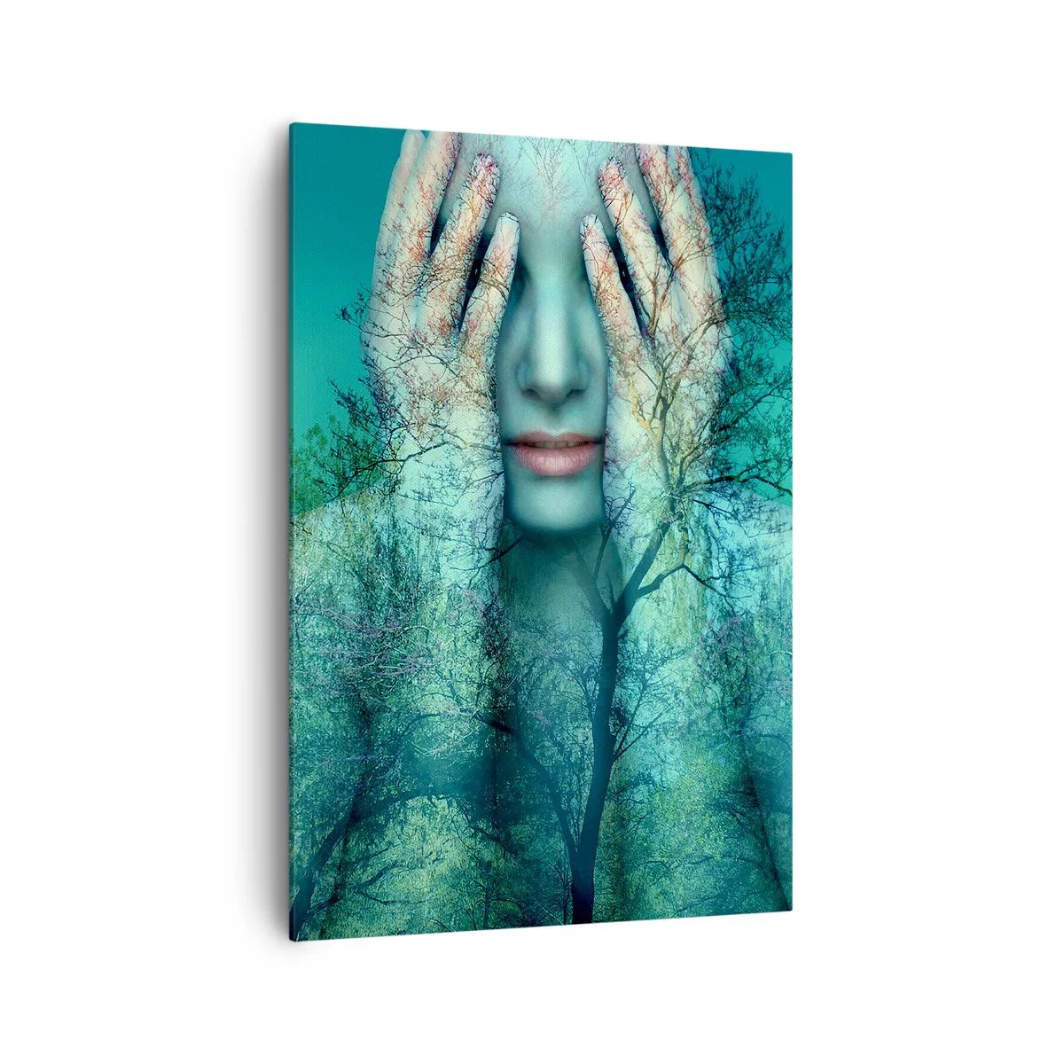 Obraz na plátně - Ponořená do modré - 70x100 cm