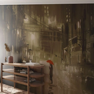 Fototapeta Premium Canvas - Sama, ale ne osamělá - Město, Žena, Architektura - 450x315 cm