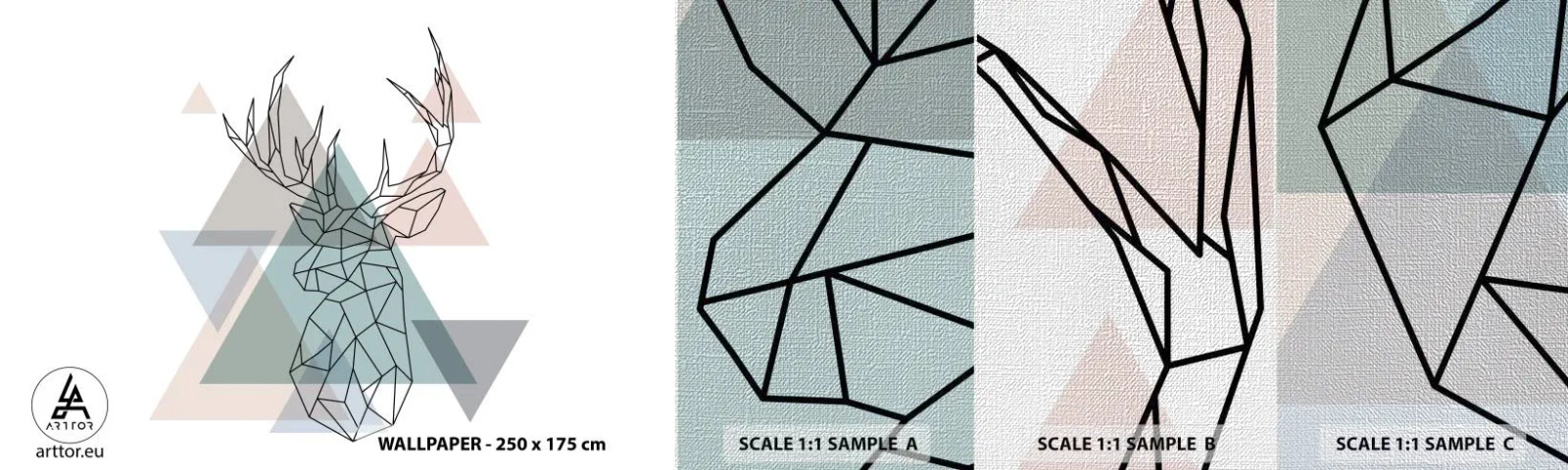 Vzor Fototapety Premium Canvas - V geometrickém lese - Abstrakce, Jelen, Grafika - 100x30 cm