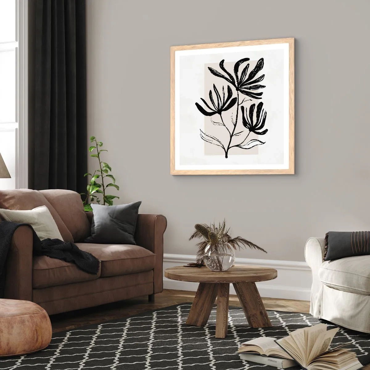 Plakát v rámu světlý dub - Náčrtek pro herbář - 30x30 cm