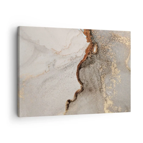 Obraz na plátně - Abstraktní motiv s odstíny zlaté a šedé - 70x50cm - Na hranici barev - Moderní nástěnná dekorace do obývacího pokoje a ložnice ARTTOR