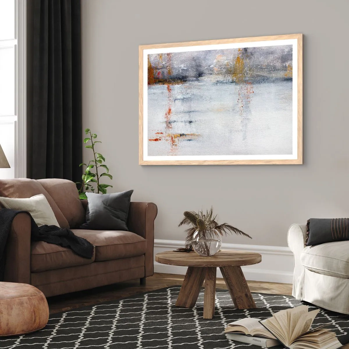 Plakát v rámu světlý dub - Za závojem vzduchu - 91x61 cm