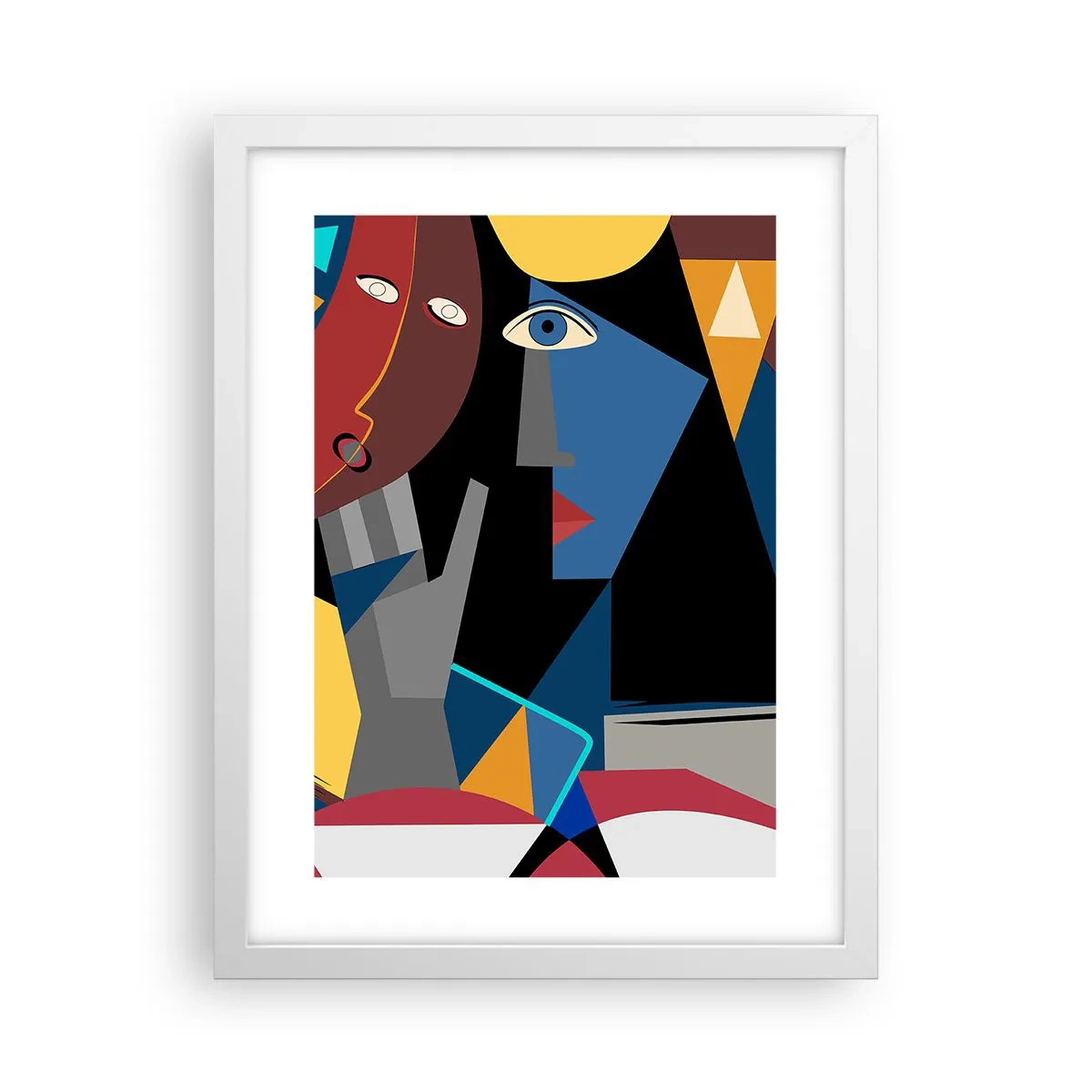 Plakát v bílém rámu - Konverzace kubistů - 30x40 cm
