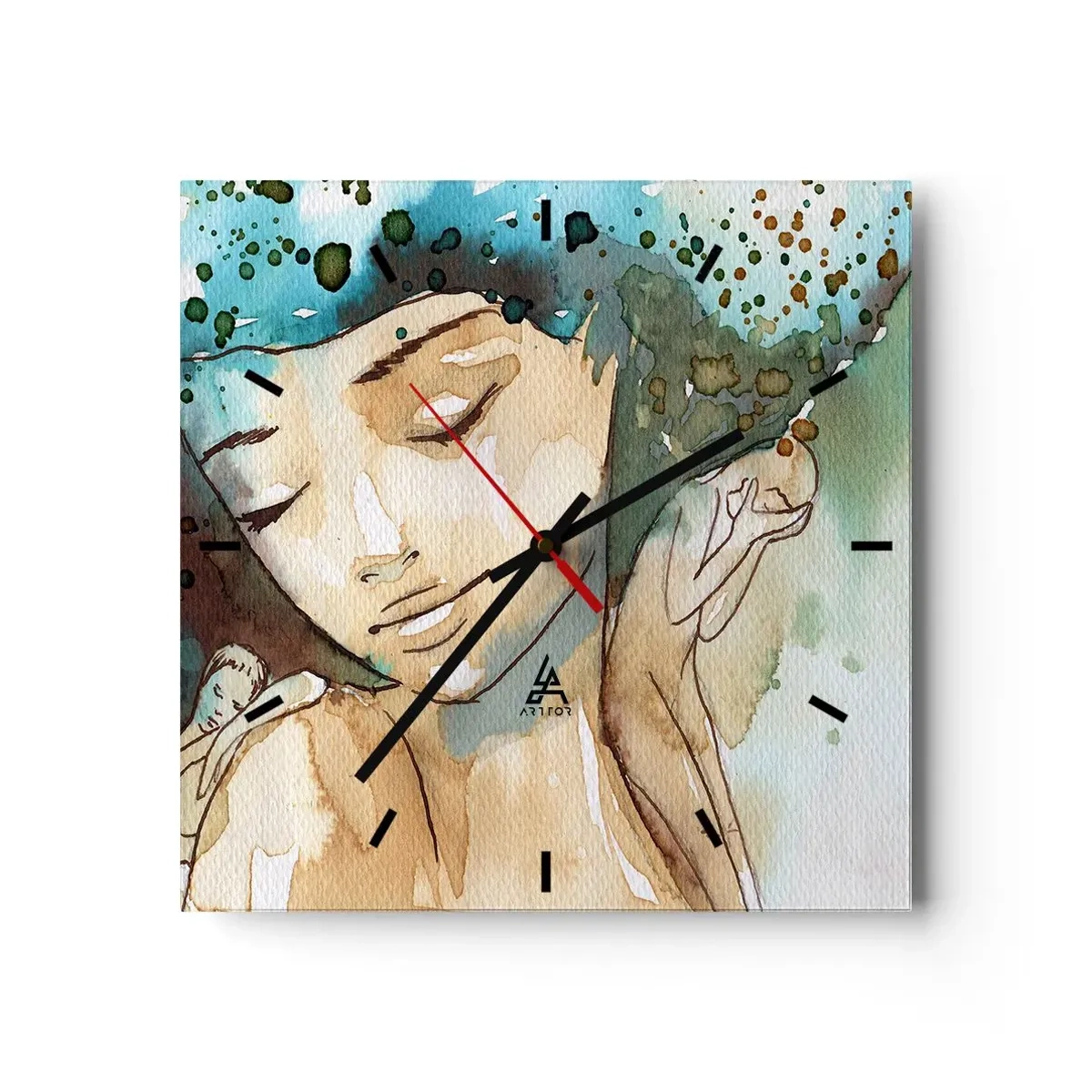 Nástěnné hodiny - Lady in blue - 40x40 cm